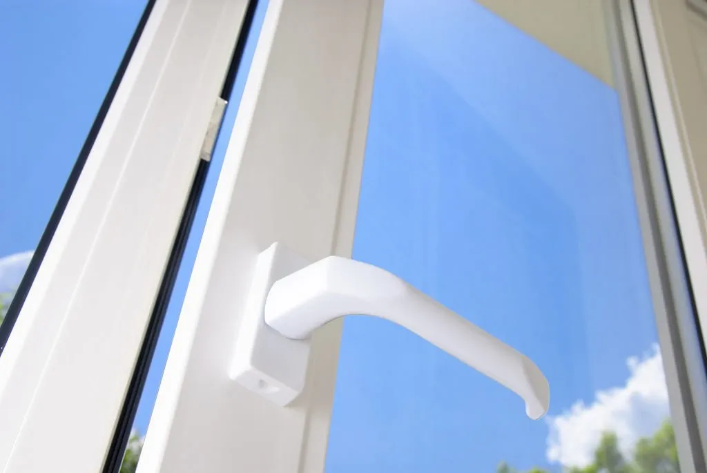 White frame glass door close-up