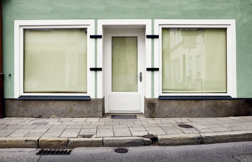 Shopfront windows on old building design