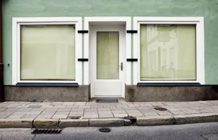 Shopfront windows on old building design